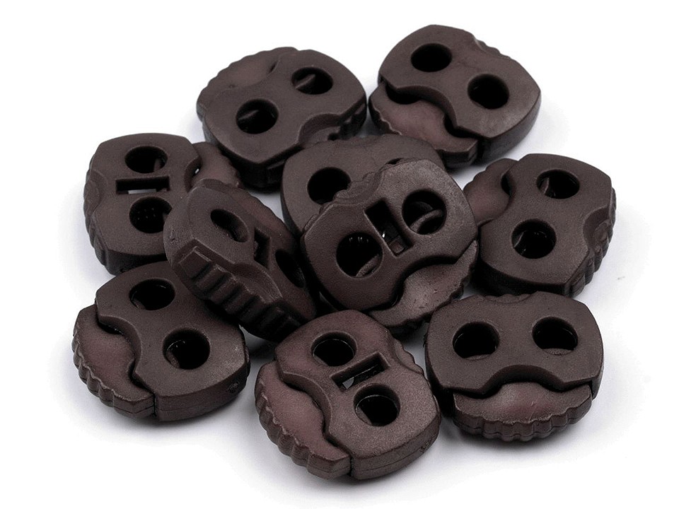 Cord Lock Stopper Toggles 20x20 mm 2-hole (package 10 pc.) - darkbrown