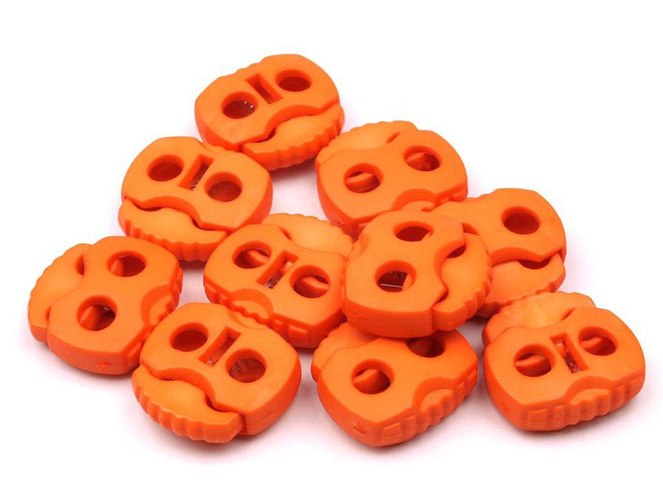 Cord Lock Stopper Toggles 20x20 mm 2-hole (package 10 pc.) - orange pumpkin