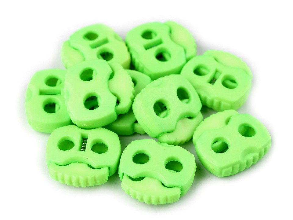 Cord Lock Stopper Toggles 20x20 mm 2-hole (package 10 pc.) - electric green