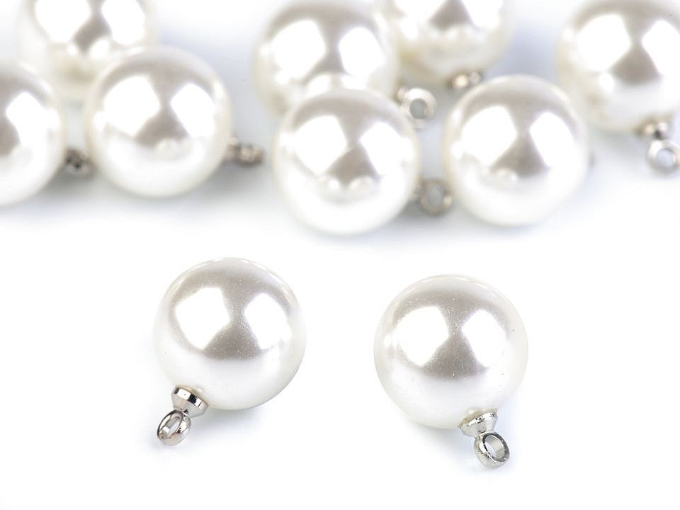 Faux Pearl Bead with Loop Ø11 mm, white, 5 pc.