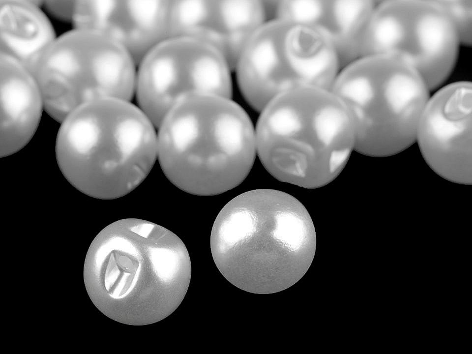 Sew-on Faux Pearl Bead / Button Ø10 mm, pearlwhite, 20 pc.