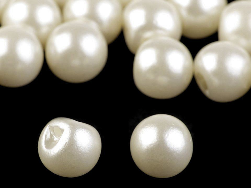 Sew-on Faux Pearl Bead / Button Ø12 mm, pearl, 10 pc.