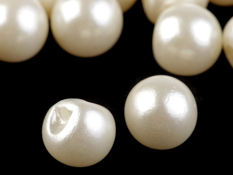 Sew-on Faux Pearl Bead / Button Ø14 mm, pearl, 10 pc.