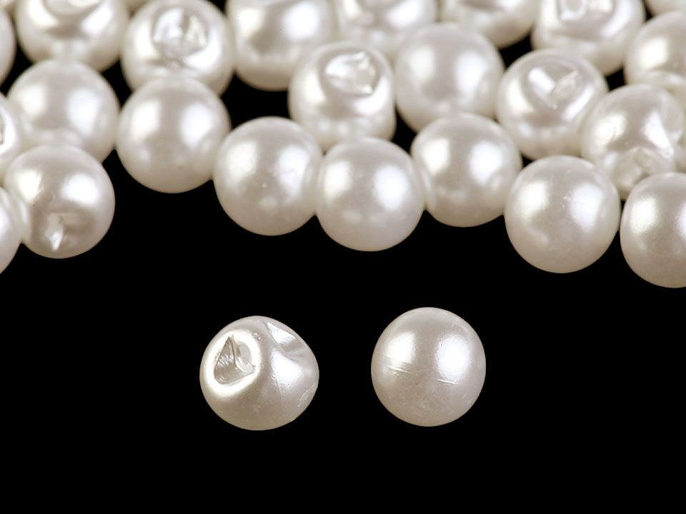 Sew-on Faux Pearl Bead / Button Ø6 mm, pearl, 20 pc.