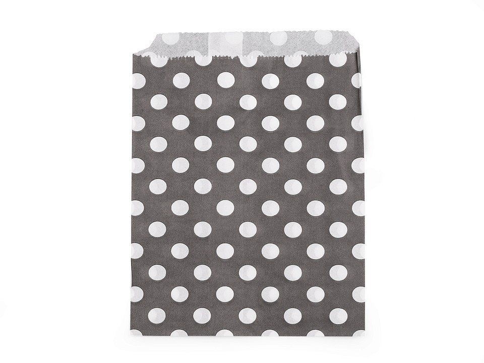 Paper Bag 13x17 cm (package 100 pc.) - white-black - polka dots