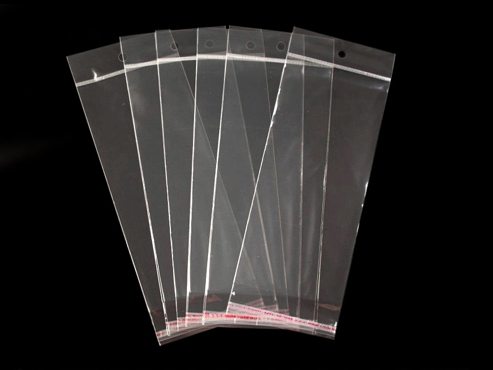 Clear Plastic Self-Adhesive Seal Bags w/ Hang Hole 10x22 cm (package 100 pc.)