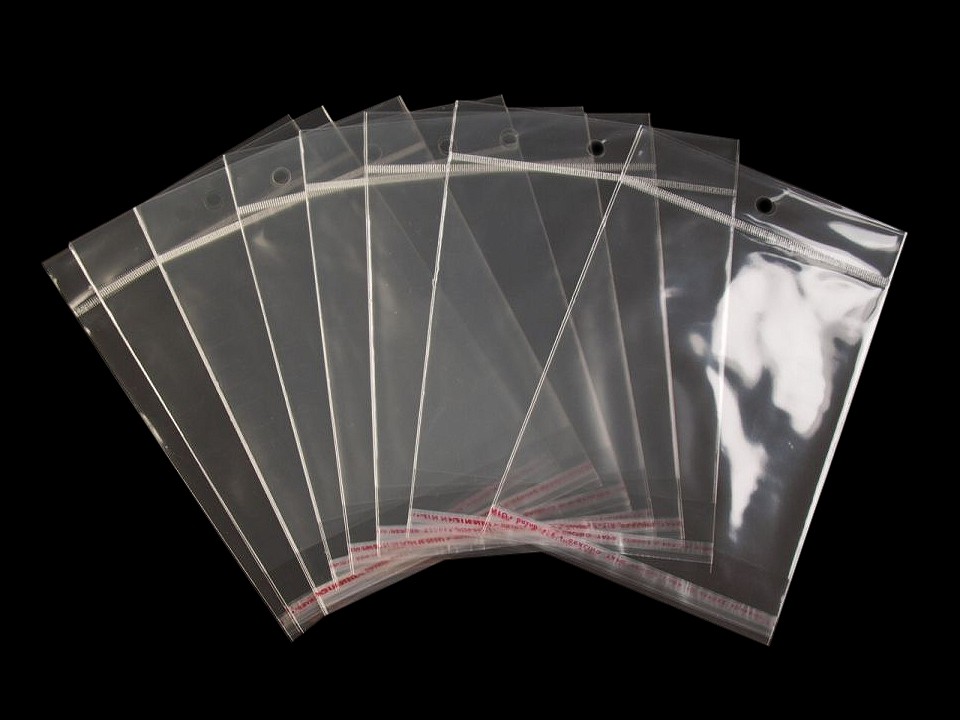 Clear Plastic Self-Adhesive Seal Bags w/ Hang Hole 13x14 cm (package 100 pc.)