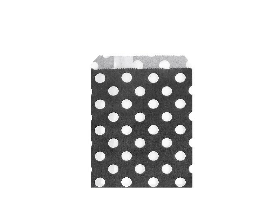 Paper Bag 10x14 cm (package 100 pc.) - white-black - polka dots