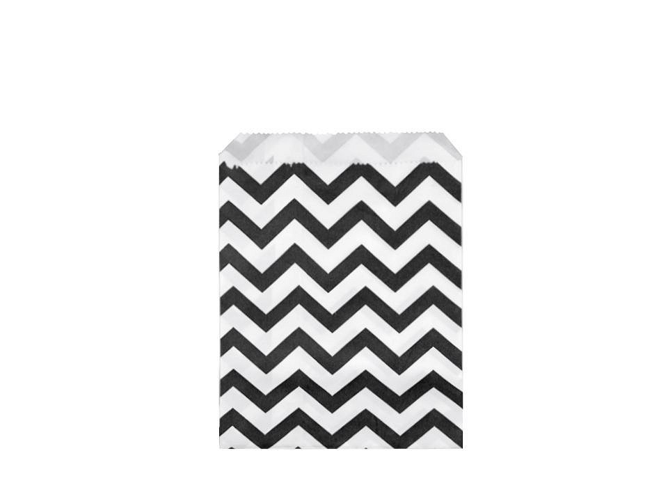 Paper Bag 10x14 cm (package 100 pc.) - white-black - chevron