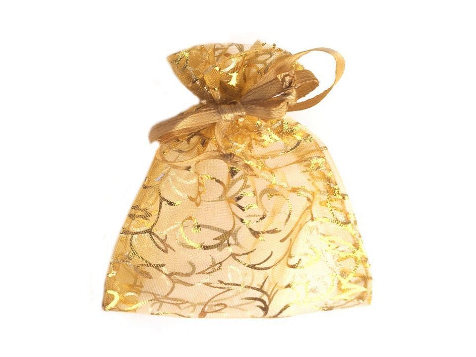 Organza Gift bag approx. 7x10 cm with lurex (package 5 pc.) - gold