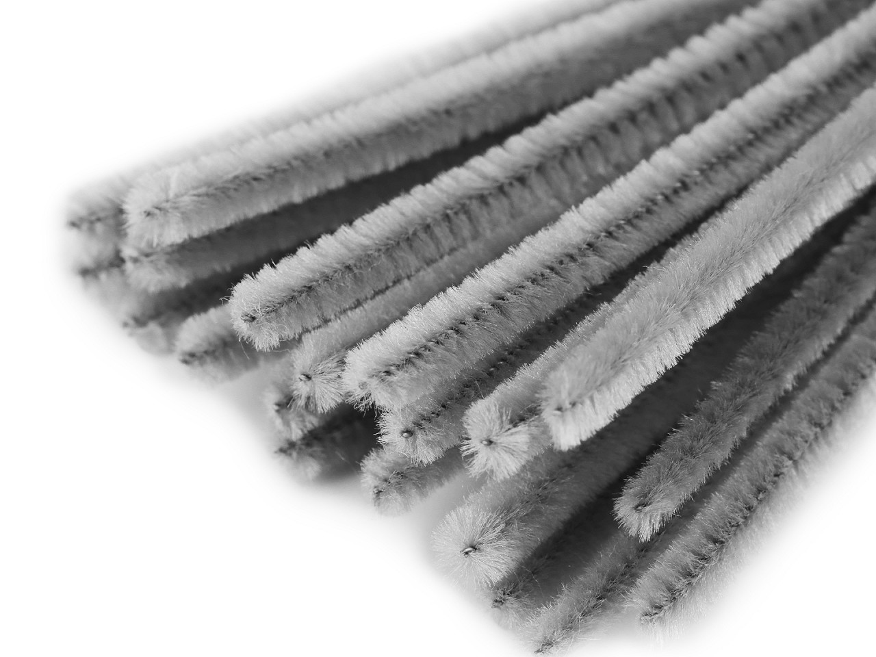 Fuzzy Chenille Wire Sticks Ø6 mm length 30 cm, grey, 20 pc.