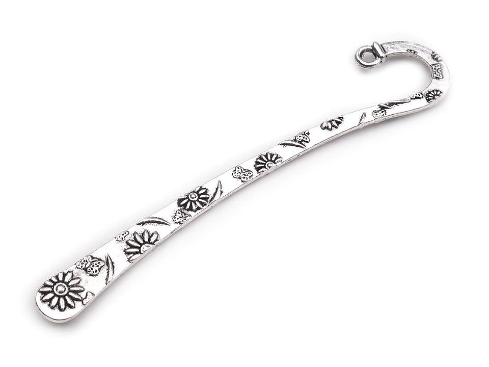 Bookmark Flowers, Butterfly 7x80 mm, platinum