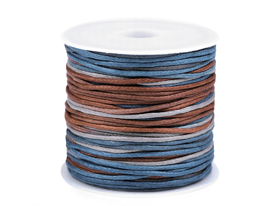 Cotton Cord / String Ø1 mm rainbow - blue - brown, 1 Buc.