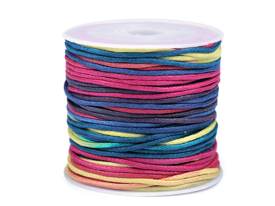 Cotton Cord / String Ø1 mm rainbow - multicolor, 1 Buc.