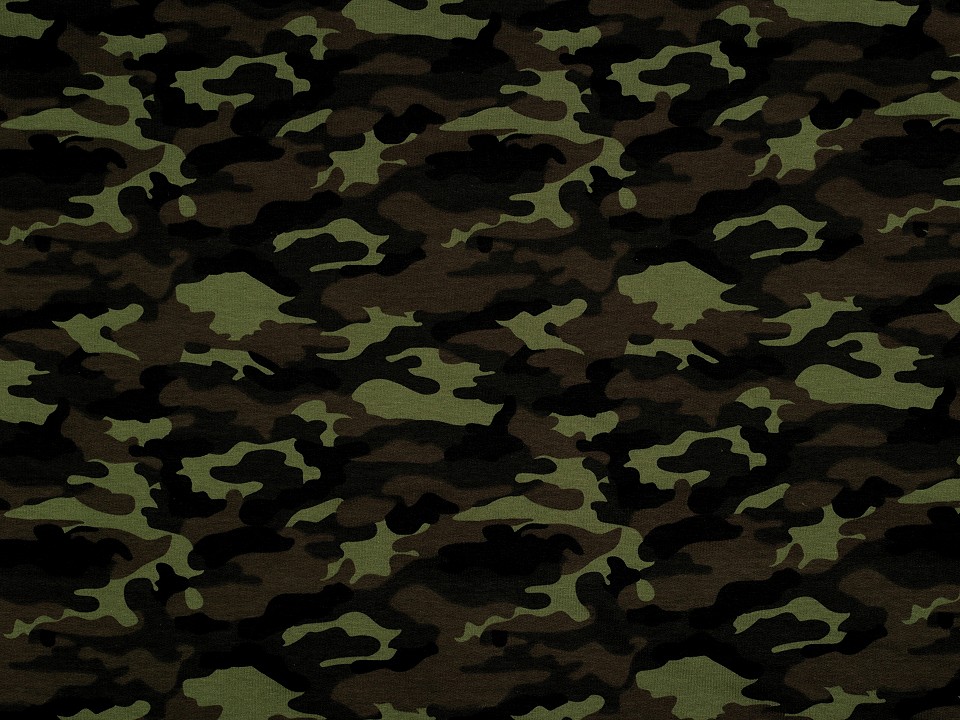 Single Knit Cotton Jersey Fabric, Green Camouflage (sold by the meter)