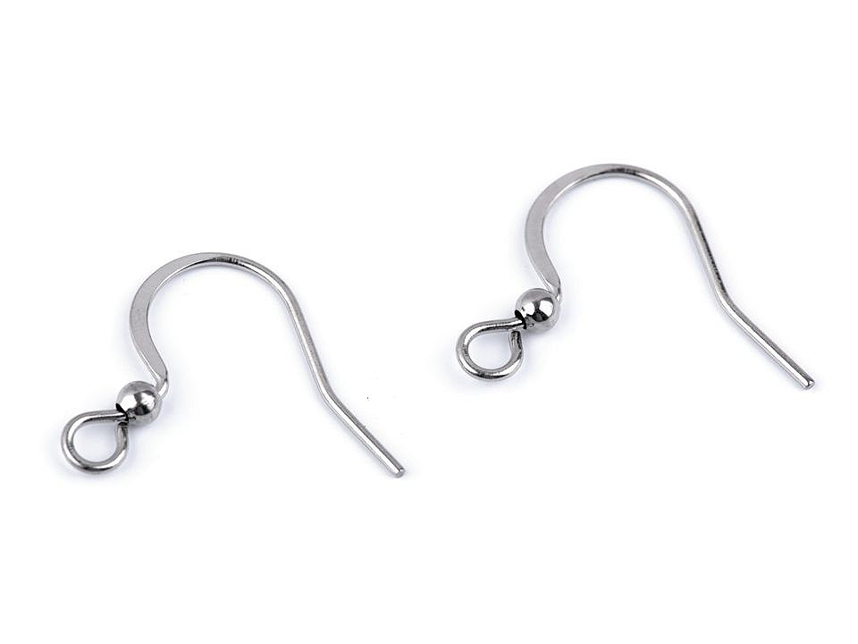 Stainless Steel Earring Hook, platinum, 4 pc.