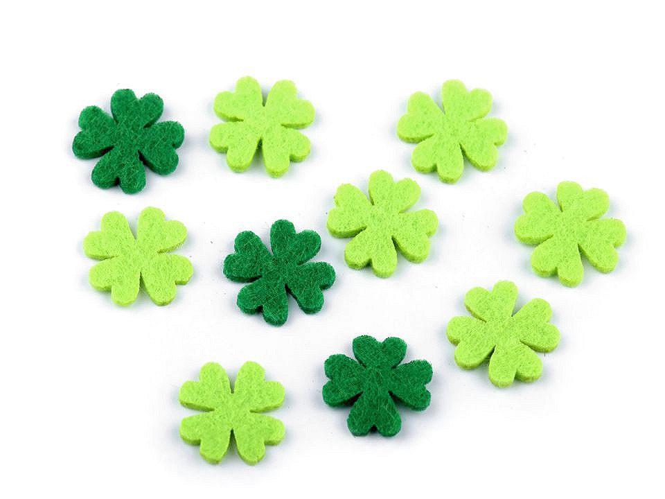 Felt Clover Leaf Ø20 mm, mix of colours, 10 pc.