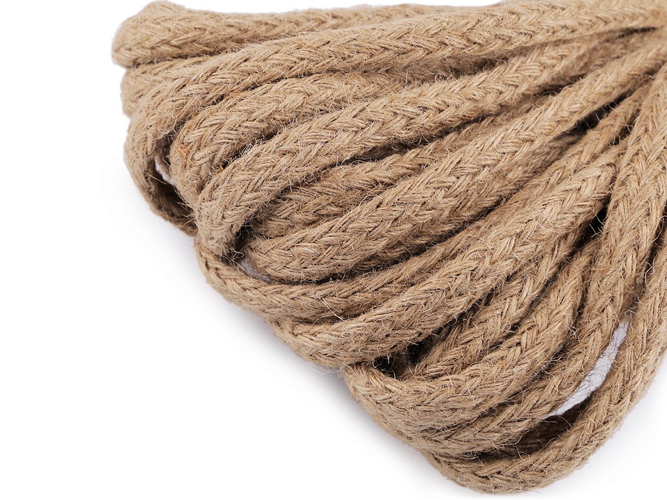 Braided Jute String width 15 mm, natural burlap, 1m