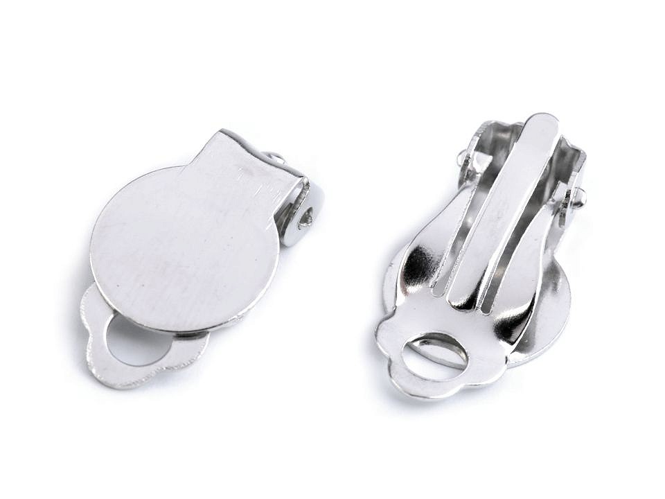 Clip On Earring Finding 10x18 mm, platinum, 10 pc.