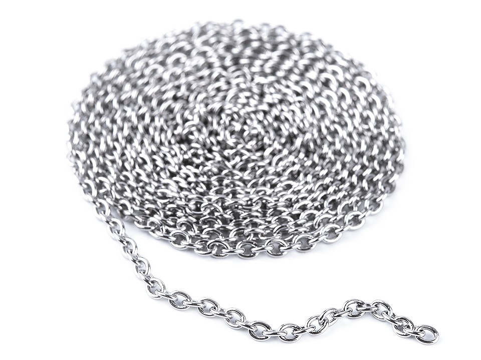 Stainless Steel Chain 2.3 mm length 1 m, platinum