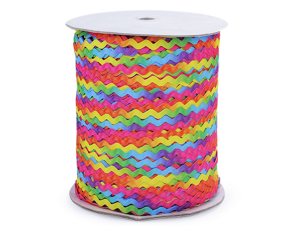 Ric Rac Ribbon Rainbow width 6 mm, multicolor, 1 m