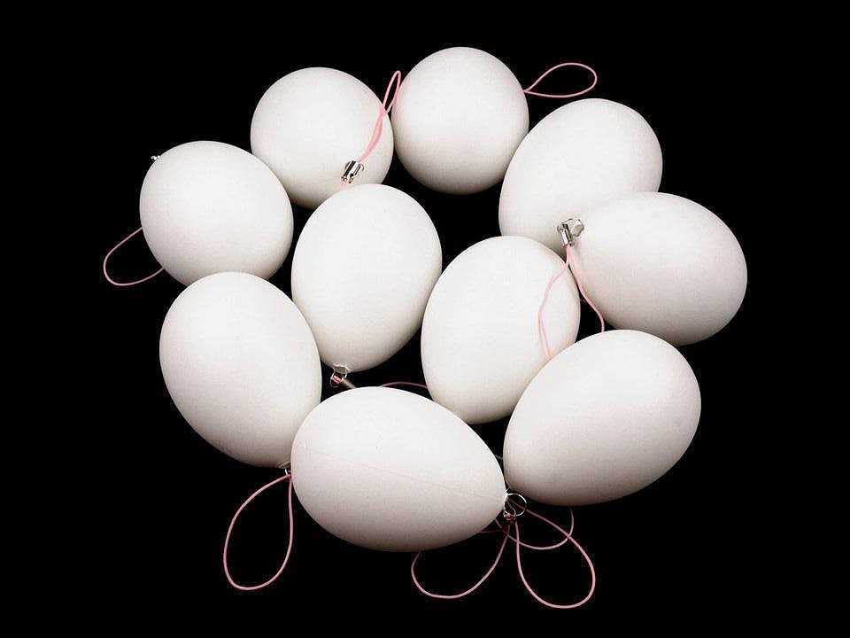 Plastic Easter Eggs 46x64 mm with hanging loop / DIY, white milk, 2 pc.