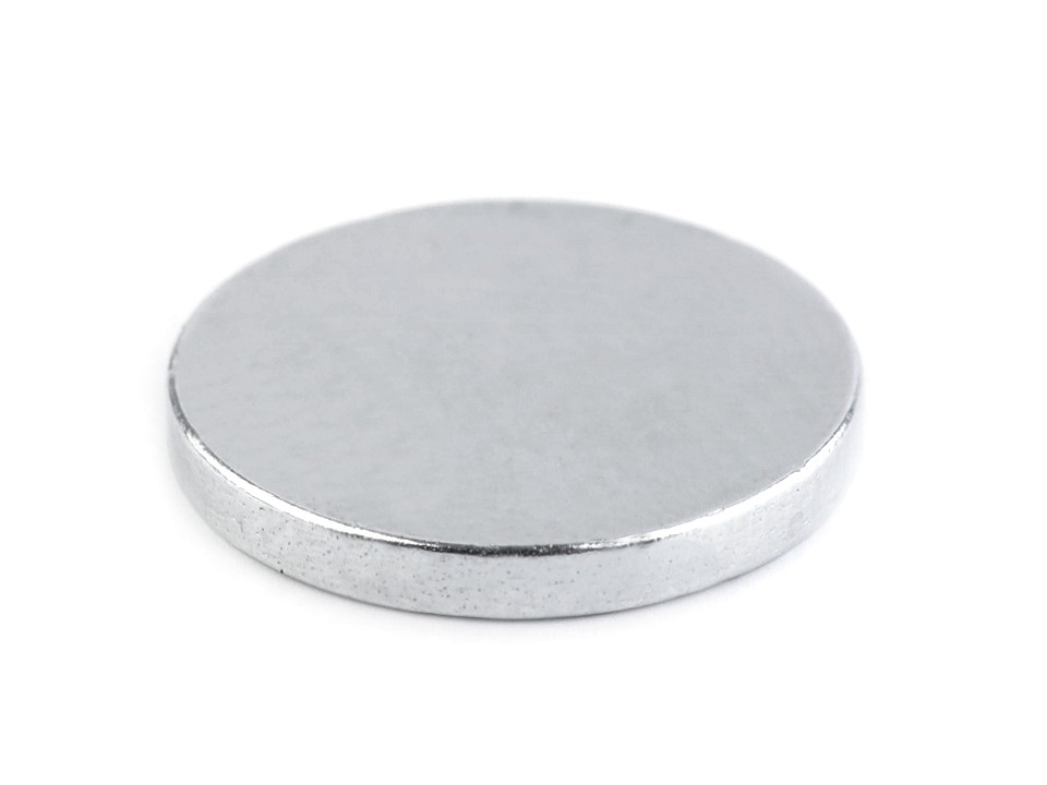 Round Magnet Ø15 mm, strong, nickel, 10 pc.