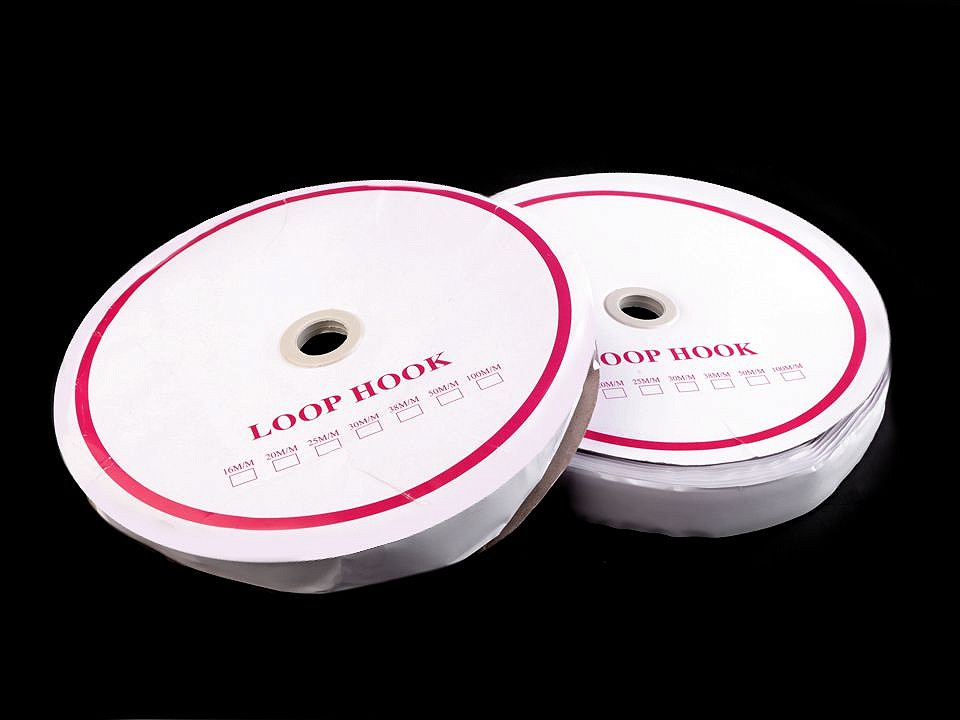 Self-adhesive Hook and Loop Fastener width 30 mm, white, per metre