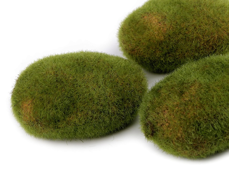 Moss Covered Styrofoam Decorative Rocks, green - brown