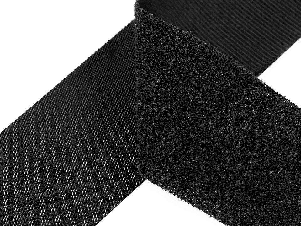 Hook and Loop Fastener Tape Low Profile width 50 mm, black, per metre