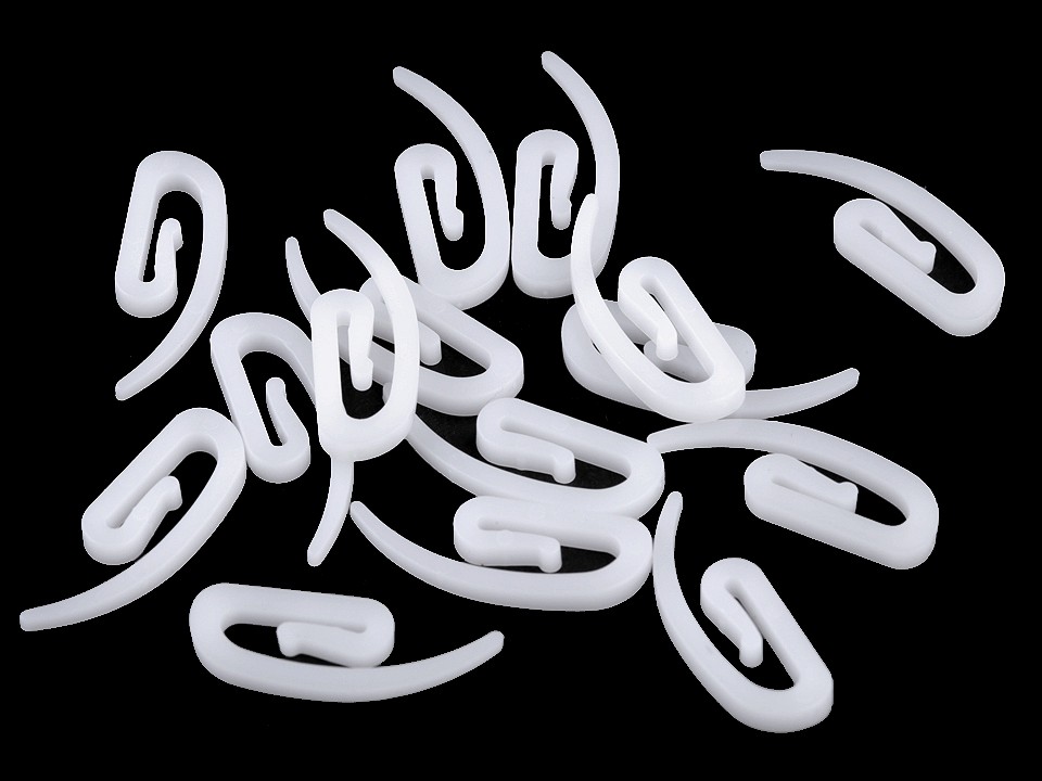 Plastic Hook for Curtains, white, 50 pc.