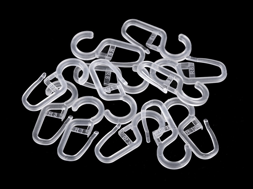 Plastic Curtain Hook, Transparent, 50 pc.