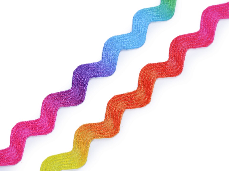 Ric Rac Ribbon Rainbow width 6 mm, multicolor, 1 m