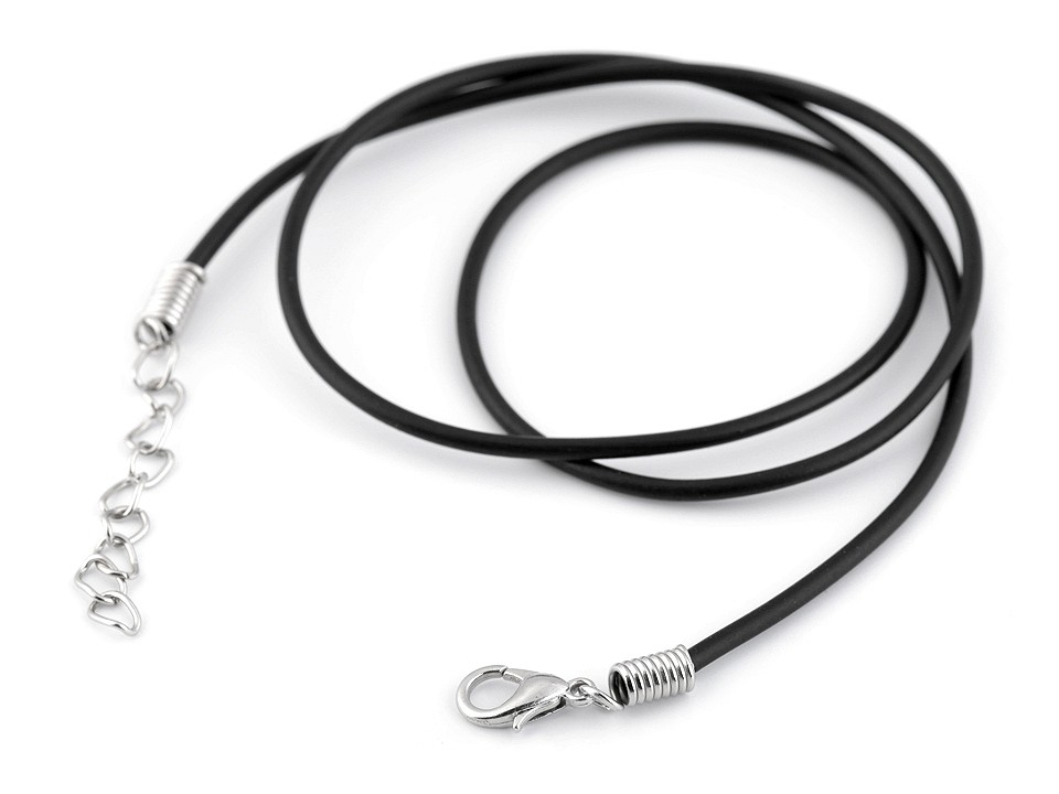 Rubber Necklace Cord with Lobster Clasp length 48 cm, black