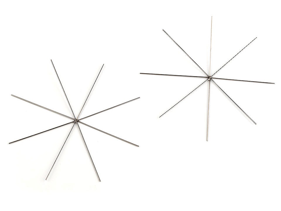 Wire Star / Snowflake for Beading DIY Ø9 cm, platinum, 2 pc.