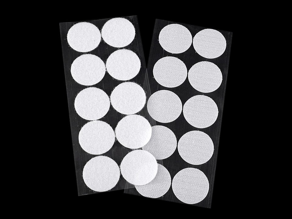 Hook And Loop Self Adhesive Circles Dots Ø35 mm, white