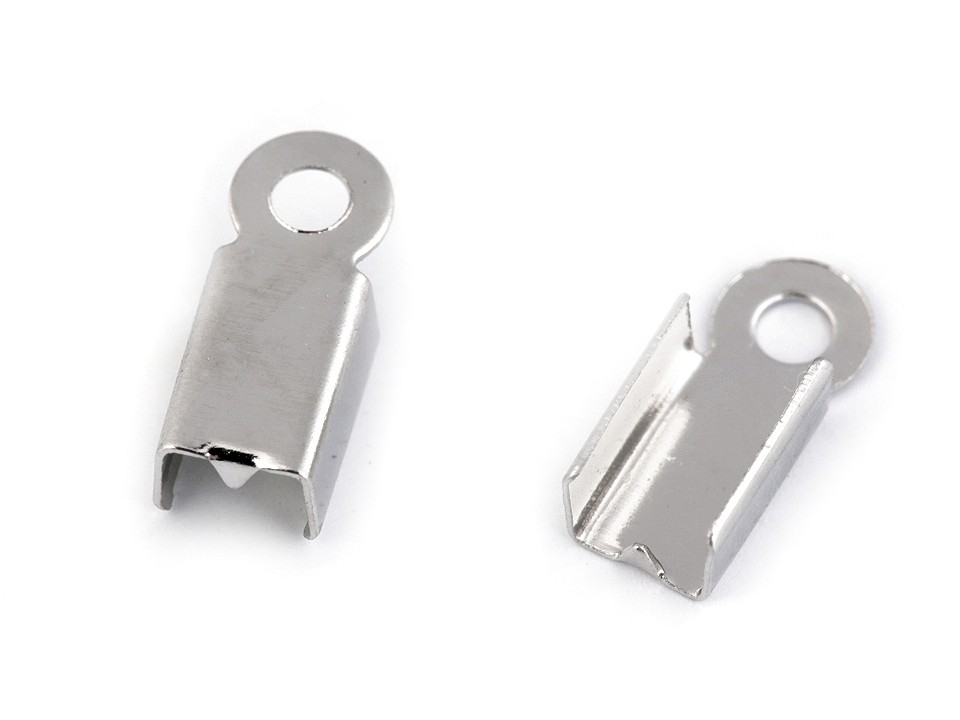 Flat Leather Crimps 4 mm, platinum, 50 pc.