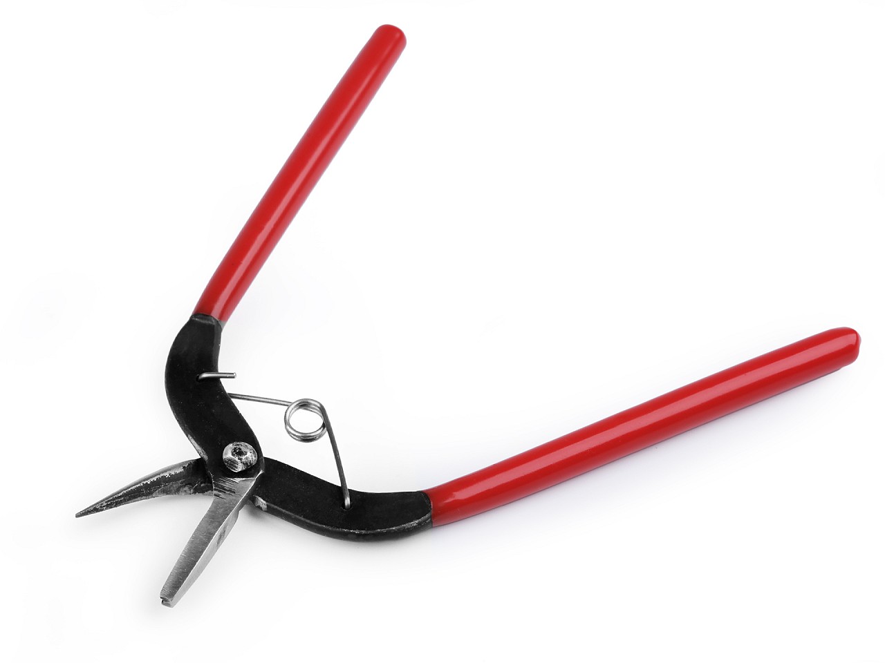 Narrow Flat Nose Pliers Steel 160 mm with return spring, dark red