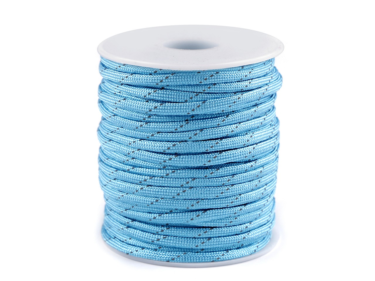 Polyester Cord Ø4 mm with Reflective Thread (roll 5 m) - blue light