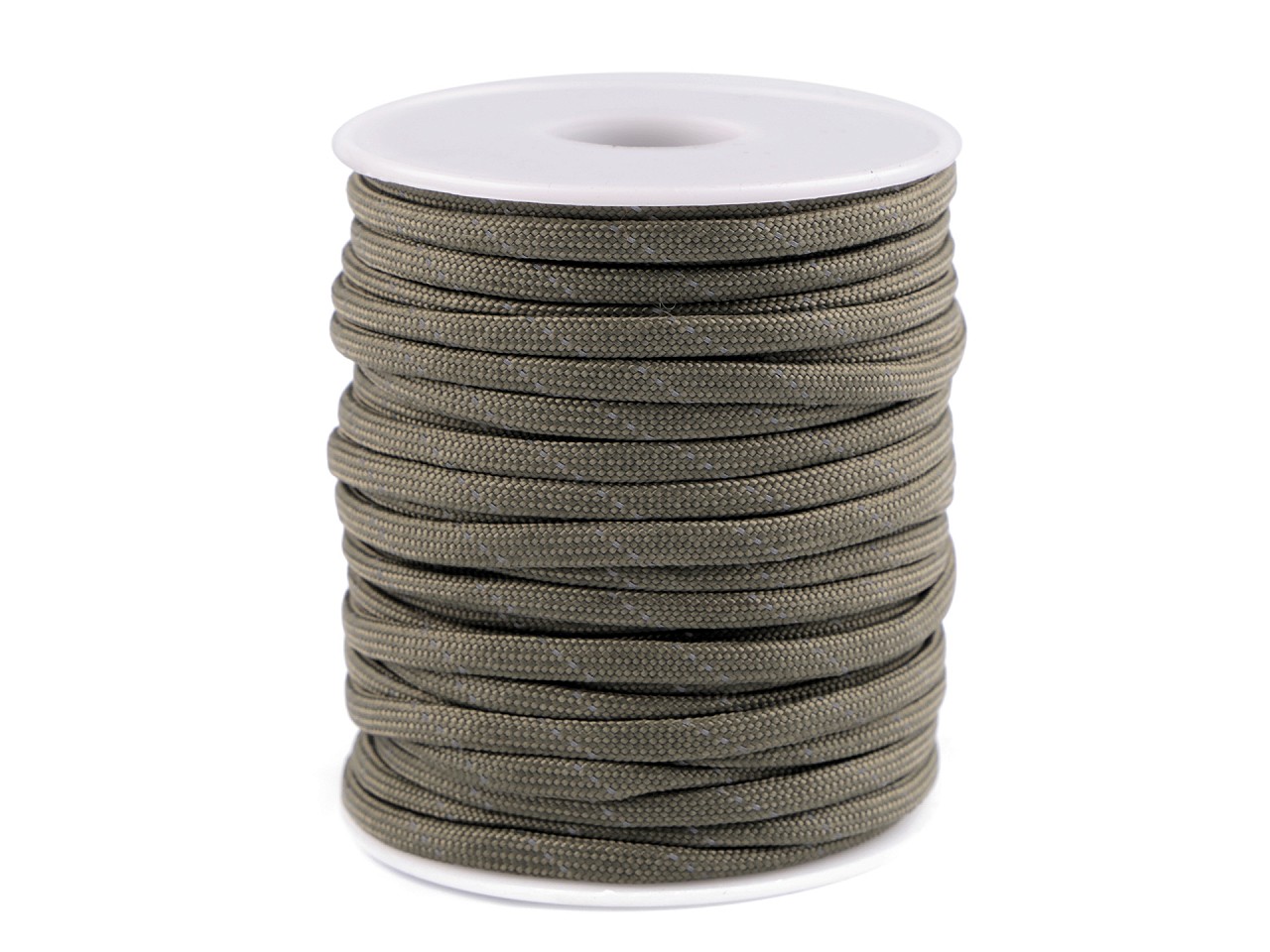 Polyester Cord Ø4 mm with Reflective Thread (roll 5 m) - grey-green