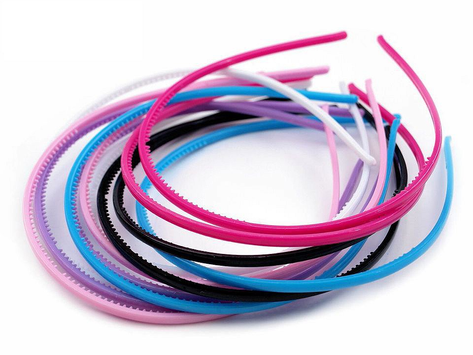 Plastic Thin Headband, mix, 12 pc.