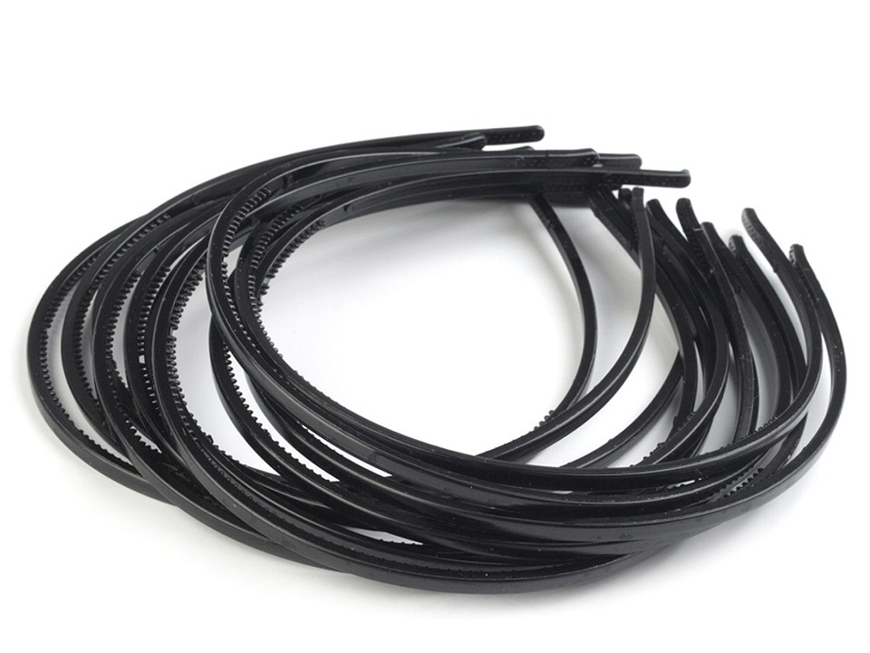 Plastic Thin Headband, black, 12 pc.