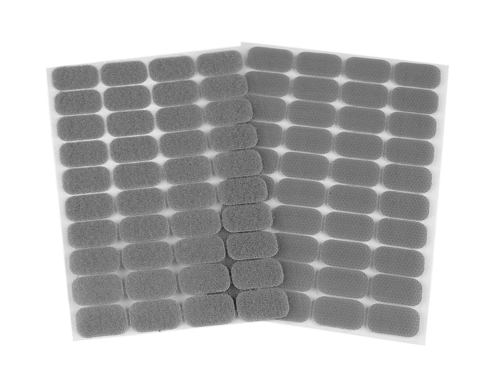 Hook And Loop Self Adhesive Rectangles 15x25 mm, grey