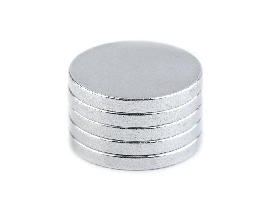 Round Magnet Ø15 mm, strong, nickel, 10 pc.