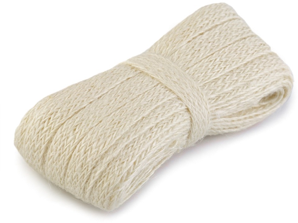 Sisal Stringing Material width 11 mm, white beige, 10 m