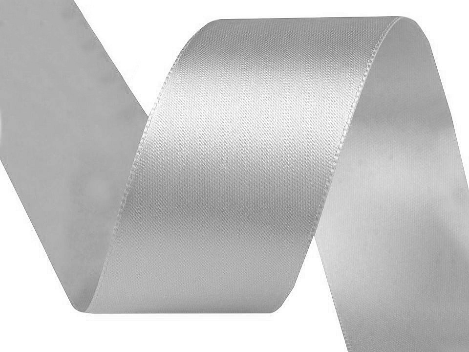 Double Faced Satin Ribbon width 40 mm, silver, 20 m