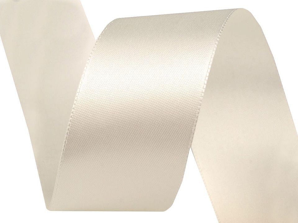 Double Faced Satin Ribbon width 40 mm, cream lightest, 20 m