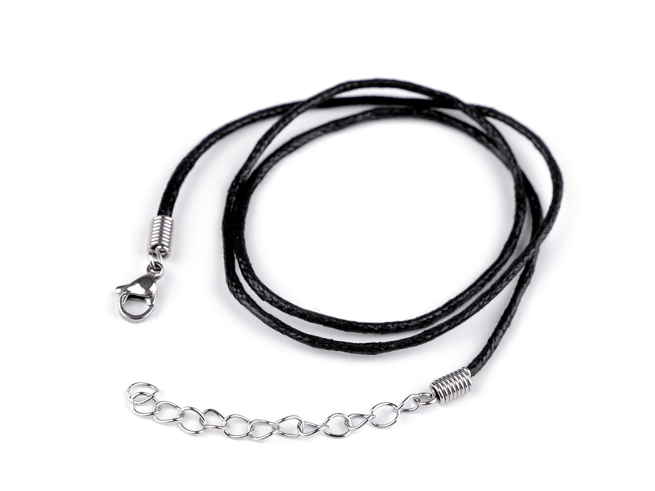 Waxed Cord / Necklace with stainless steel clasp, length 45 cm, black