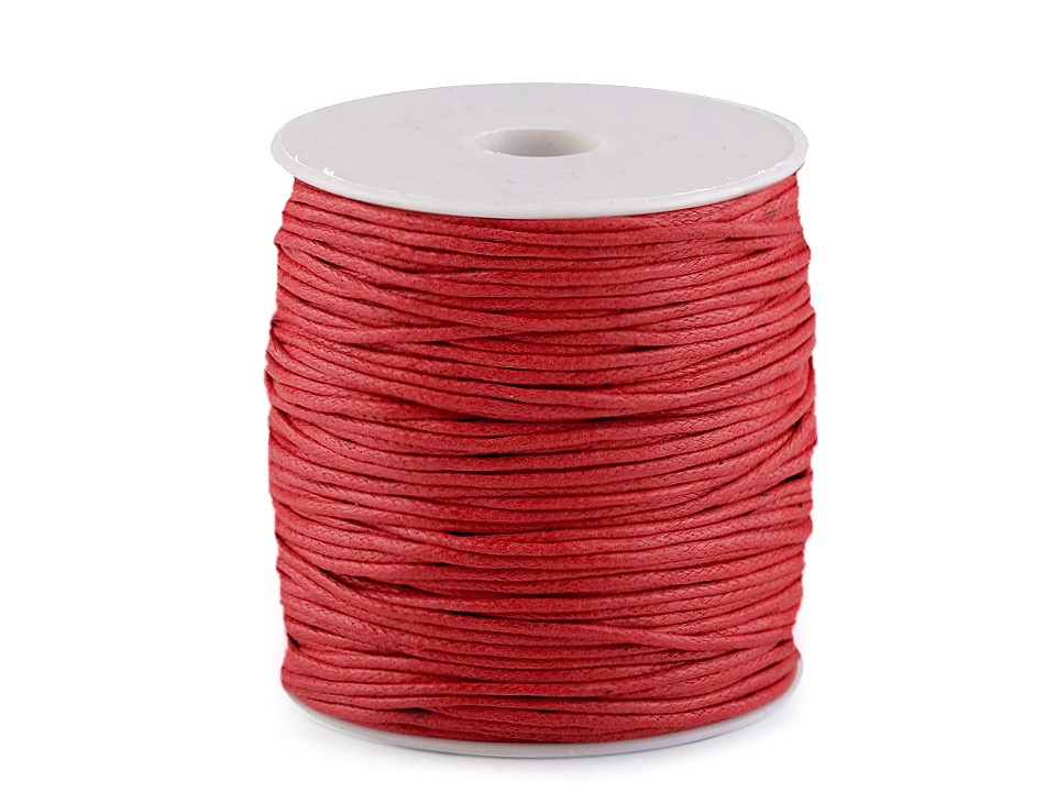 Cotton Waxed Cord Ø1,5-2 mm, red strawberry