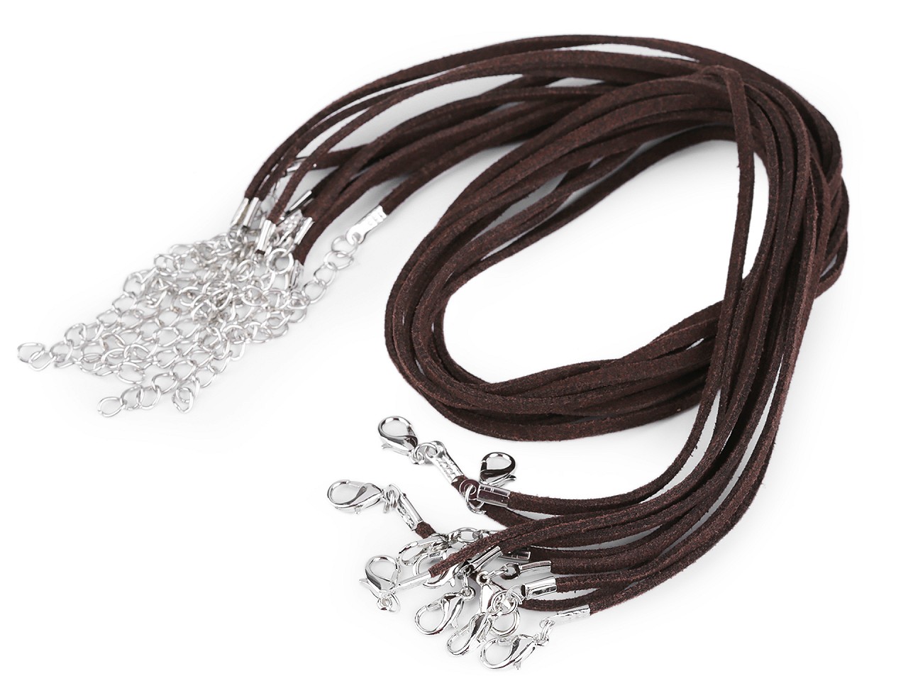 Imitation Leather Necklace Cord with Extension Chain & Clasp 0.3x45 cm, darkbrown, 2 pc.